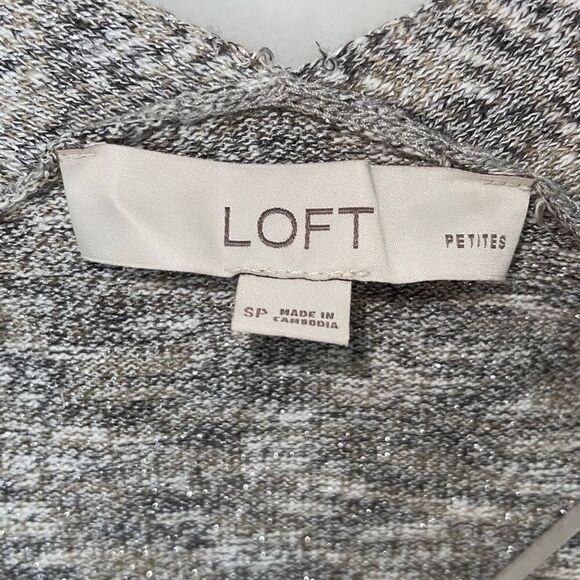 Loft Womens Open Front Cardigan Sweater Metallic Acrylic Blend Gray Small Petite - Picture 5 of 8